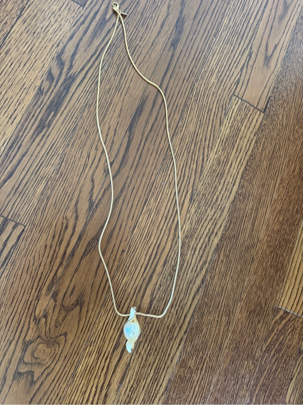 Express Gold Tone Necklace with Mother-of-Pearl Pendant